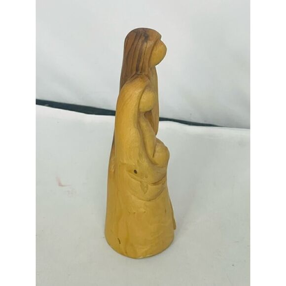 Holy Family Mary Joseph Jesus Carved Olive Wood Sculpture 6.25" - Picture 4 of 6